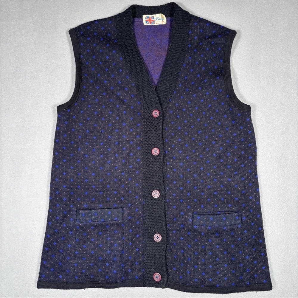 Vintage British Mohair Vest Women’s Large Purple Modern Knitted Garment 60s-70s